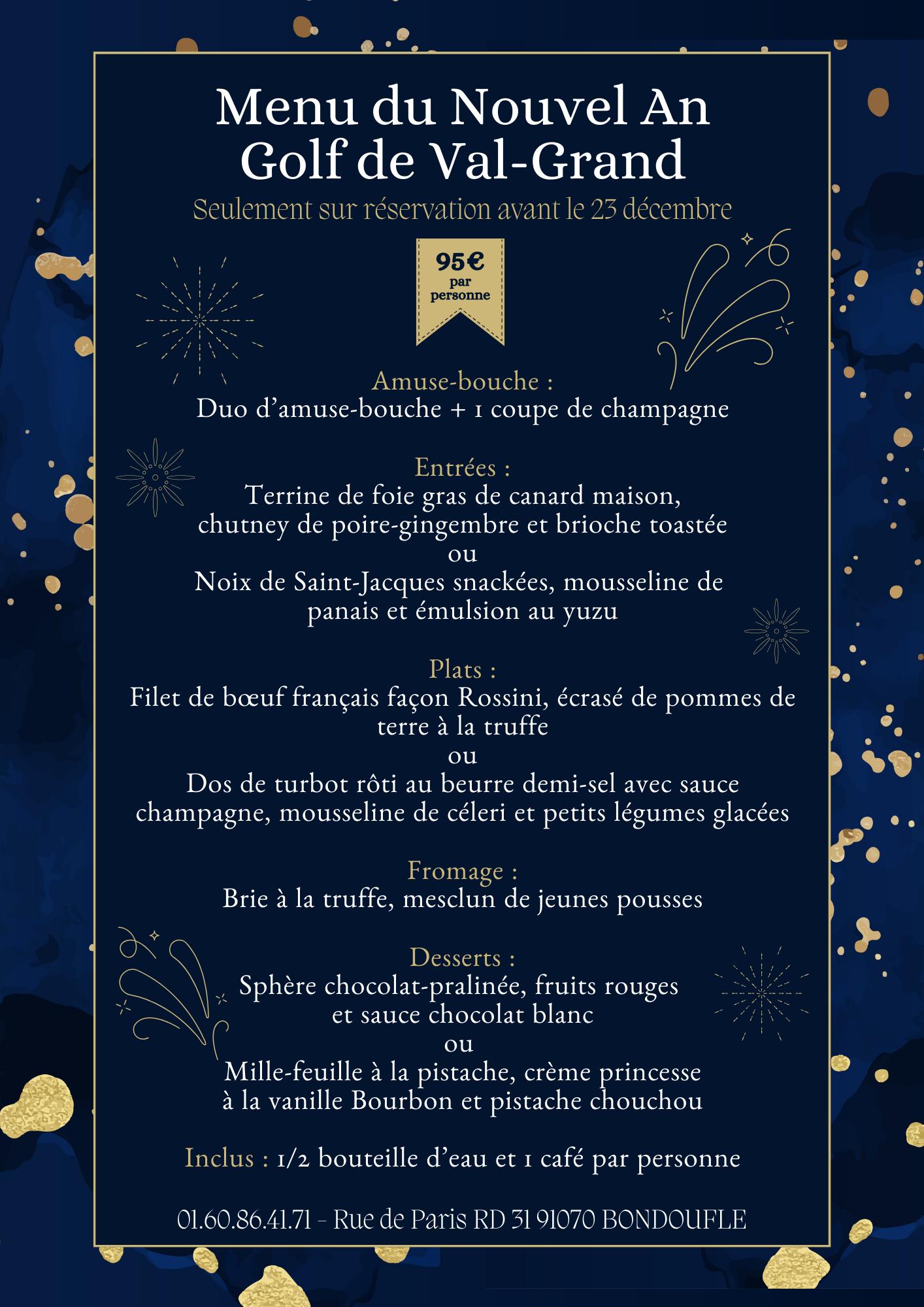 🎉 Le Réveillon du Nouvel An au Golf de Val-Grand !