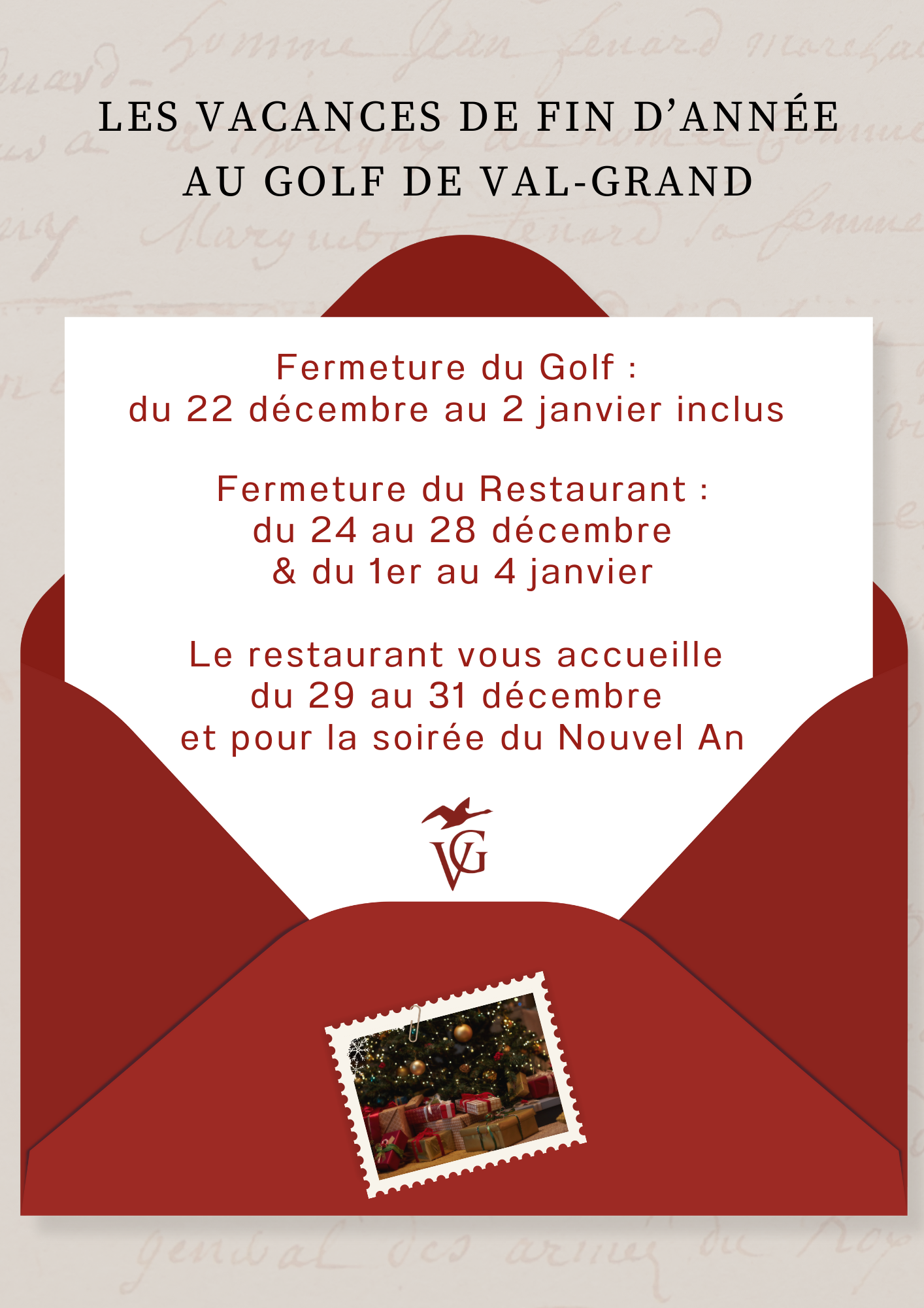 🎄 Les fêtes de fin d’année au Golf de Val-Grand 🎄