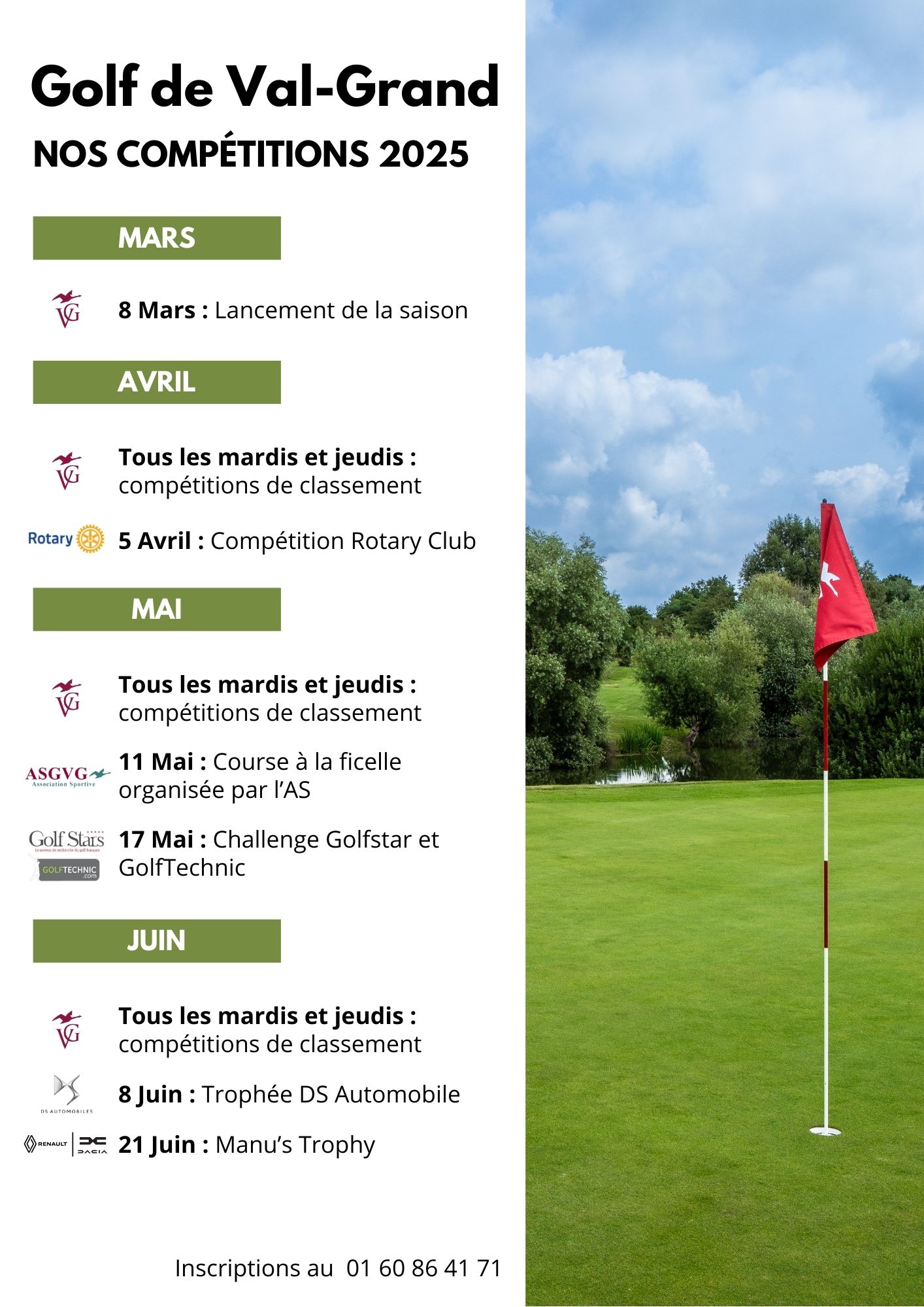 LE GOLF DE VAL-GRAND VOUS PRÉSENTE SON CALENDRIER DES COMPÉTITIONS 2025🏌‍♀